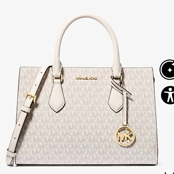 Michael Kors Sheila Medium Logo Satchel LT CRM - Picture 1 of 10